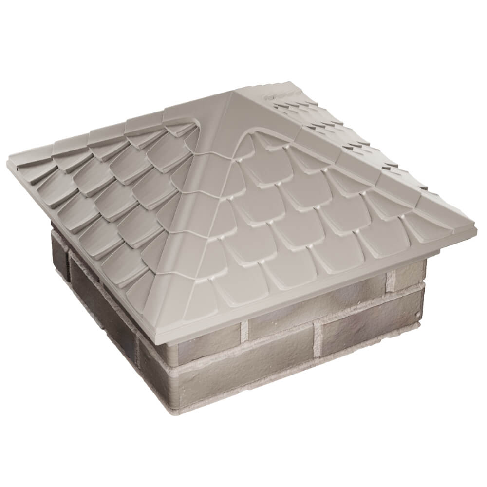 Колпак Zking Эльбрус Бежевый на столб 1.5х1.5 кирпича (385х385мм)